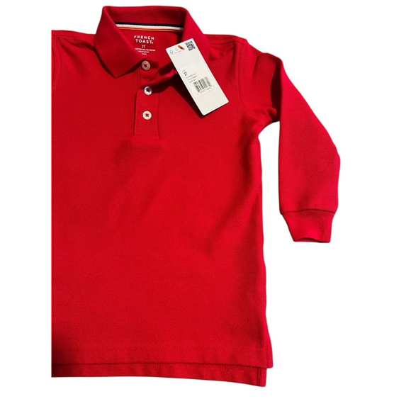 French Toast Polo Shirt Boys Size 3T Red Long Sleeve Uniform Casual Wear NWT - Picture 3 of 8